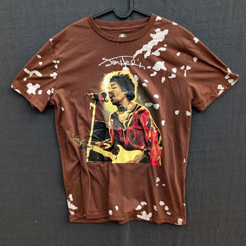 Jimi Hendrix Brown Splatter Dye T-shirt - Size L
